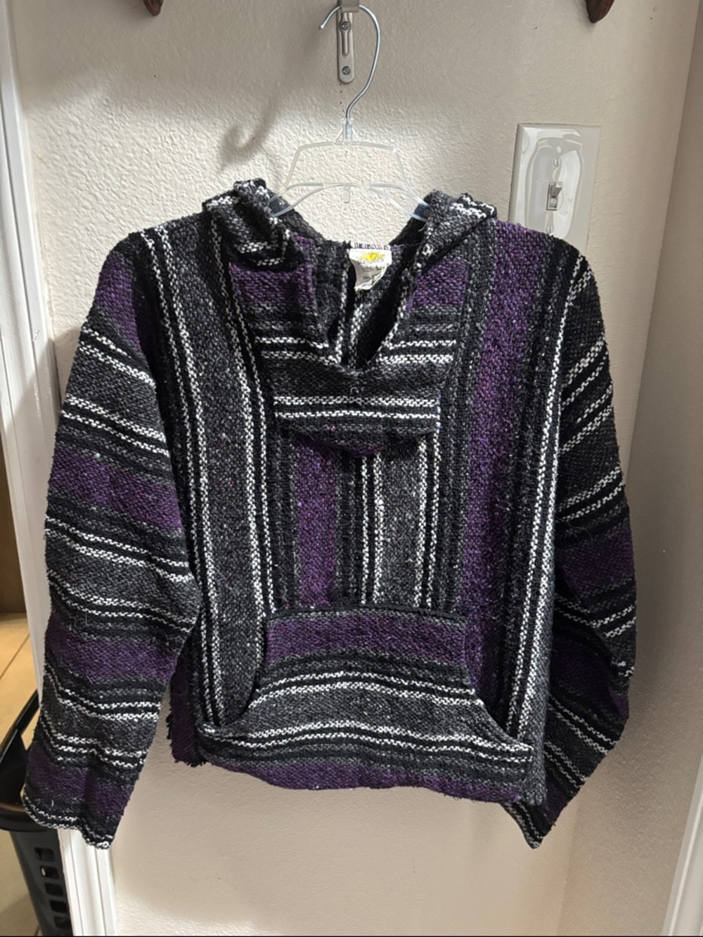 Boho Hooded Pullover Sweater - Purple & Black YL